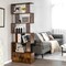 Costway Bookshelf with Cabinet 6-Tier S-Shaped Bookcase Storage Rack Rustic Brown/White/Black